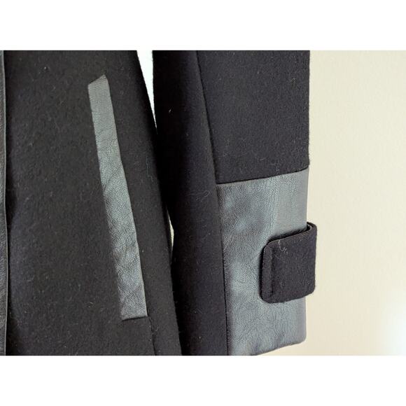 Via Spiga Wool Faux Fur Asymmetrical Full Zip Black Long Coat Jacket Sz 2 - Picture 5 of 11